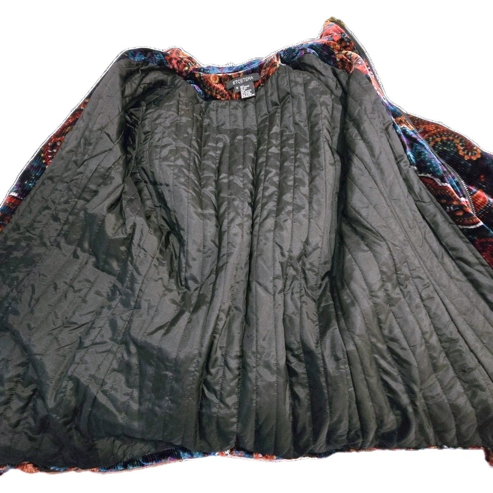 Etcetera Velvet Paisley Fitted Jacket Silk Blend Quilted Lined Boho Luxe Women 4 - Picture 10 of 13